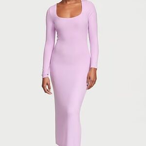 Victoria’s Secret Ribbed Modal Long-Sleeve Slip Dress - Violet Sugar - XL